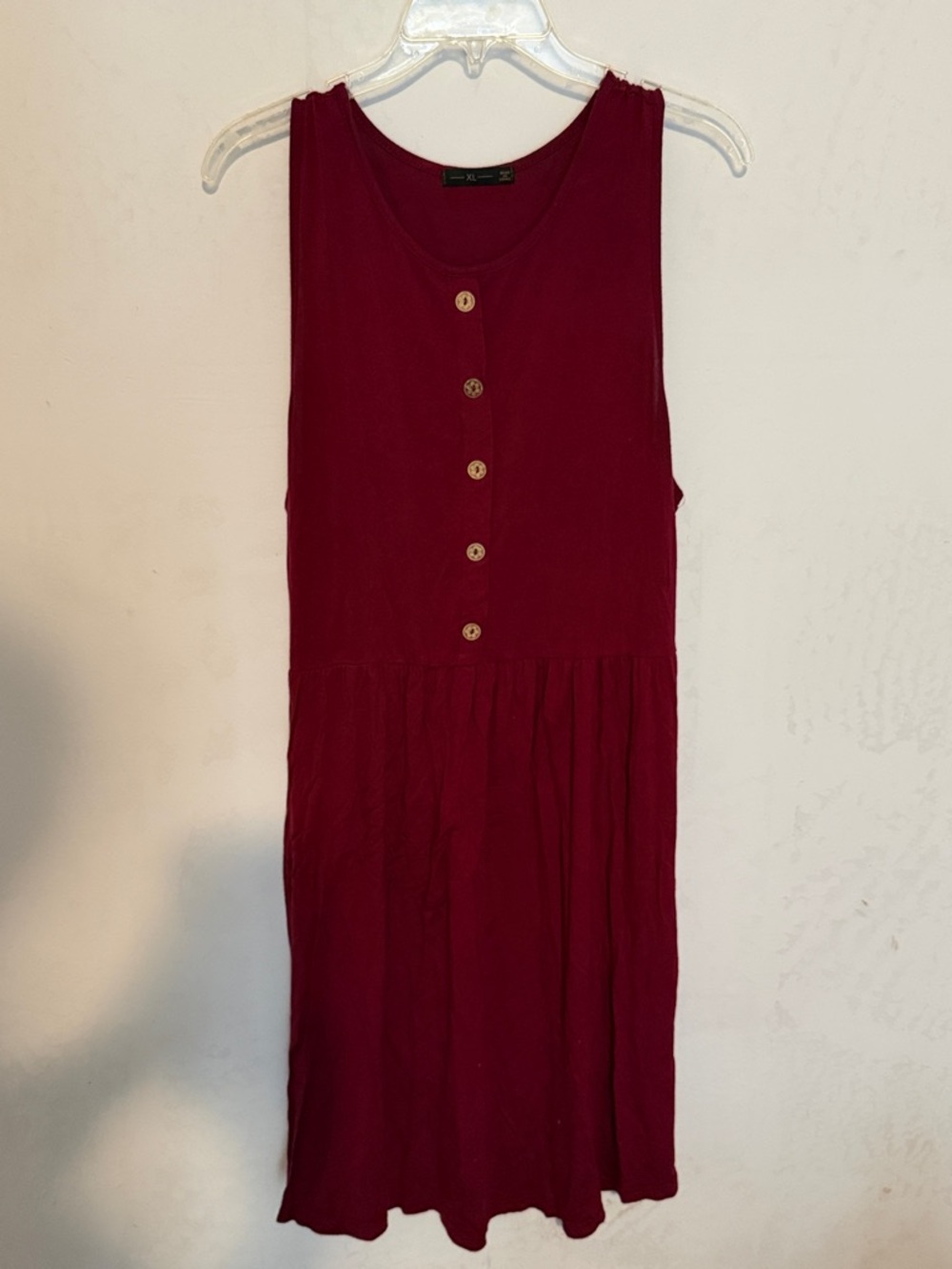 Sleeveless Button-Front Burgundy Midi Dress